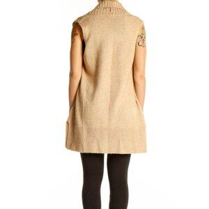 Ann Taylor Beige Sleeveless Knit Cardigan Vest